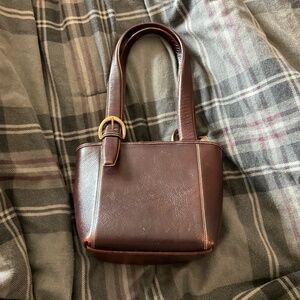 Coach leather small handbag with 3 zippers, dark brown extremely rare